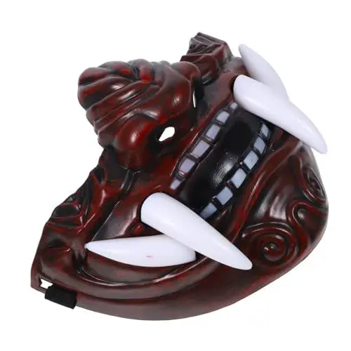 Produktbild: JOINPAYA Monstermaske Masken-Cosplay japanische Cosplay-Maske Halloween gruselig Monster Hannya Maske halloween maske masken für halloween Party benutzte Maske Make-up-Partymaske Harz rot