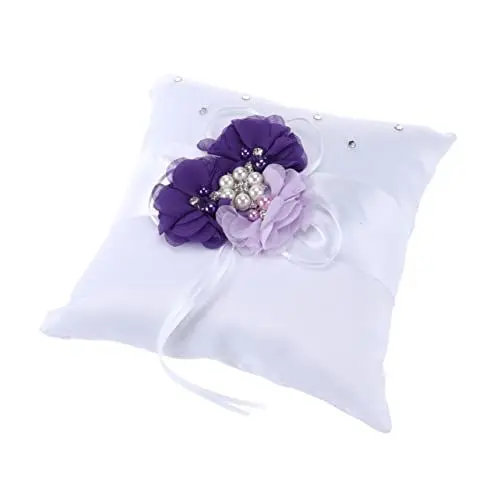 Produktbild: JOINPAYA Zeremonie Ringhalter Eheringhalter dekoratives Kissen Perlenringe Hochzeitsdekoration Wedding Girlande Junge Kranz Schmuck Kopfkissen Liebhaber Ringschachtel Violett