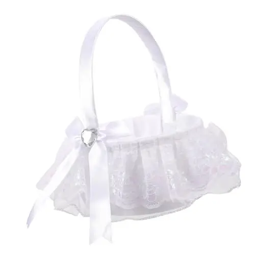 Produktbild: JOINPAYA Eleganter Blumenkorb Aus Spitze – Korb Für Blumenmädchen Zur Hochzeit – Handgefertigter Korb Mit Hochzeitsgeschenken Für Partys