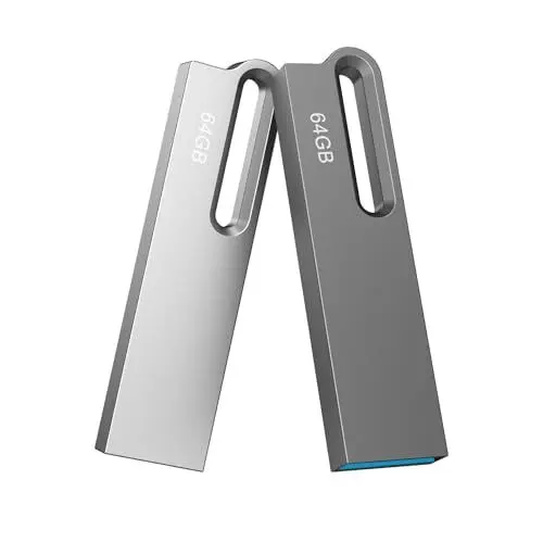 Produktbild: JOIOT 2 Stück USB Stick 64GB USB Sticks 3.0 USB 3.0 Stick USB Flash Drive 64GB USB Speicherstick High Speed Wasserdichtes USB Stick 64 GB für IOS Android Linux Pad Laptop Silber/Schwarz