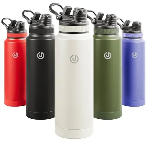 Produktbild: JOISCOPE Edelstahl-Wasserflasche,1200ml(40oz) Weiß,mit Strohhalm und Ausgießer für zwei Trinkmethoden,Doppellagig isoliert,hält warm(67℃) und kalt(8℃) für mehr als 6 Stunden