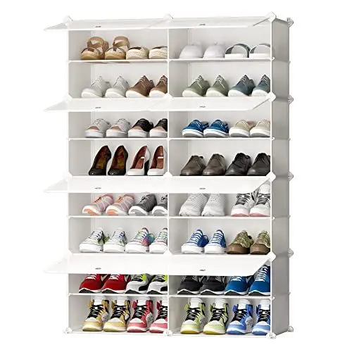 Produktbild: JOISCOPE große Kapazität Schuhschrank, DIY Kunststoff staubdicht, abnehmbare Partition schuhboxen, Schuh-Organisator für Flur, Schlafzimmer, Wohnzimmer, Eingang, Weiß, 2 * 8