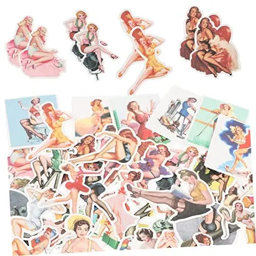 Produktbild: jojofuny 100 Stück Mädchen-Aufkleber Wasserflaschen-Aufkleber Computer-Aufkleber Lana Del Rey-Aufkleber Heimdekoration Notebook-Aufkleber Pin-Up-Girl-Zubehör Wasserfeste