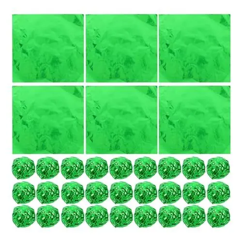Produktbild: jojofuny 100st Platz Candy Papier Bastelpapier Mit Goldfolie Bonbonpapier Für DIY-Pakete Aluminium Folie Grün Bonbonfolienverpackungen Bonbonverpackungen Folie Metall Braut Kraftpapier