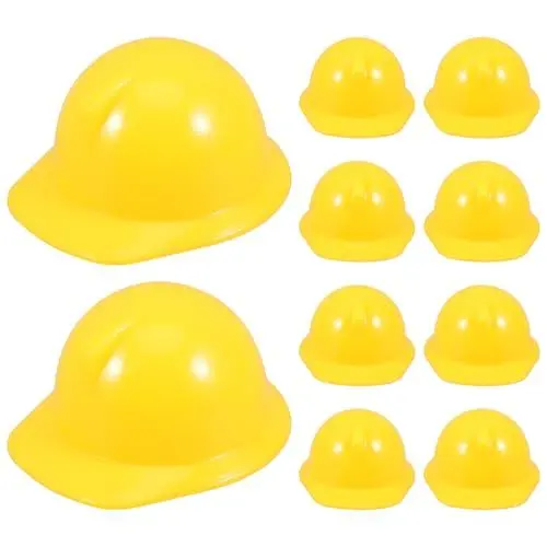 Produktbild: jojofuny 10 Stück Mini Mauhelm Miniatur bauhut Bauhelm Puppen Hut Kinder Spielzeug Helm Schutzhelm Weinflasche Abdeckung Stopper Flaschen Mützen Jungen Baustellenhelm Flaschendeko