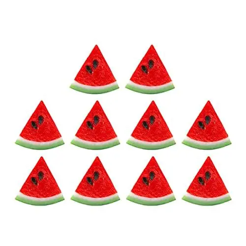 Produktbild: jojofuny 10 Stücke Künstliche Wassermelone Platten Simulation Wassermelone Künstlich Dekoration Requisiten Home Wassermelone Früchte Mini für Lustige Obst Fotografie Scheibe Hochzeit
