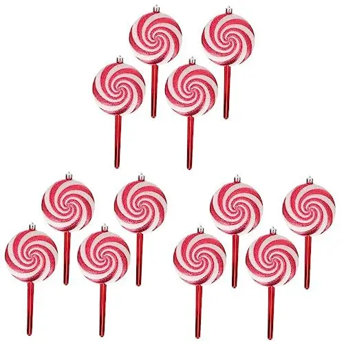 Produktbild: jojofuny 12 STK Süßigkeiten-weihnachtsdekorationen Weihnachtsschmuck Aus Zuckerstangen Pfefferminz-bonbon-Dekorationen Weihnachtsbaum Hängende Ornamente Plastik Süssigkeit Kasten