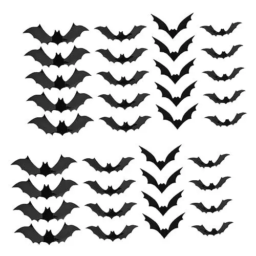 Produktbild: jojofuny Gruselige Fledermaus-wandaufkleber 168 Stück Halloween-fledermaus-dekorationen 3d-fledermaus-aufkleber Pvc-material Halloween-party-dekorationen