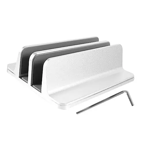 Produktbild: jojofuny Vertikaler Laptopständer Aus Aluminiumlegierung Notebook-Riser Schreibtisch-Tablet-ständer Stabiler Rutschfester Ständer Silber