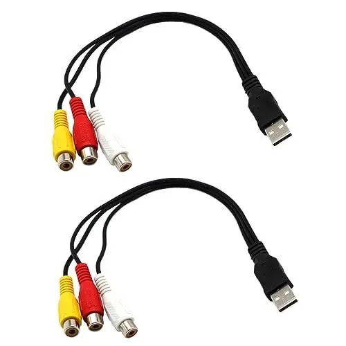 Produktbild: jojofuny 1 Paar Audio- und Videokabel Verbindungskabel haushaltsfernsehkabel Computer-Anschlusskabel Ersatzkabel AV-Kabel Adapterkabel 3rca-kabel gelbe Linie Verbinder TV-Kabel Weiblich PVC