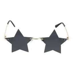 Produktbild: jojofuny 1 Paar Sternförmige Sonnenbrille Persönlichkeit Sonnenbrille Vintage Sonnenbrille Metall Rahmenlose Brillen Foto Requisiten Grau