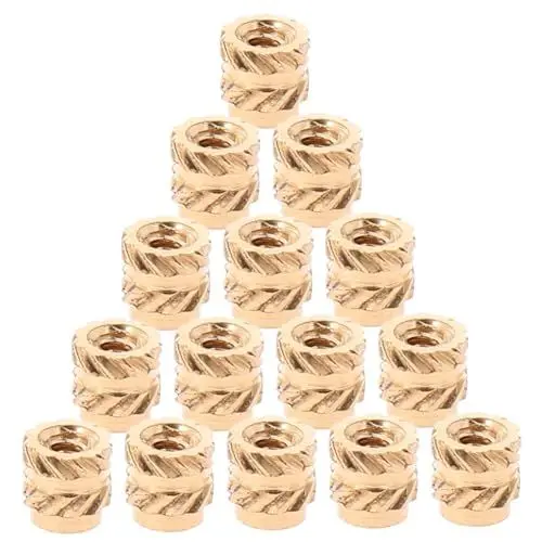 Produktbild: jojofuny 1 Satz Kupfermuttern Set Möbelbeschläge Gewindeeinsätze Aus Messing Gewindeeinsätze Für Hartholzeinsätze Muttern Und Schrauben Für Holz Schraubeneinsätze Für Holz 60 Stück