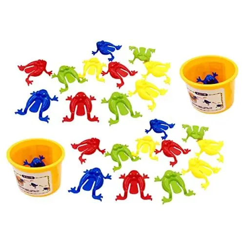 Produktbild: jojofuny 24 Stücke Frosch Springen Spielzeug mit 2 Einem Eimer, HüPfendes Froschspielzeug für Bad Spielzeug Für Kleinkinder Lernspielzeug Ostern Party Favors