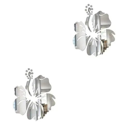 Produktbild: jojofuny 2St Wohnzimmerdekoration Spiegeldekoration Dekoration für zu Hause Spiegel Aufkleber Wohnkultur Wandaufkleber aus Acryl mit Blumen Wandtattoo Persönlichkeit schmücken Wandgemälde