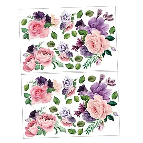 Produktbild: jojofuny Pfingstrosen-blumen-aufkleber- Für Wohnzimmer 2 Blätter Selbstklebender Pvc-wandaufkleber Entfernbar Und Einfach Anzubringen