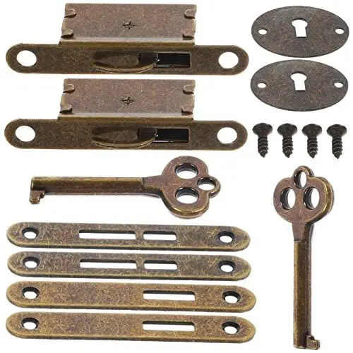 Produktbild: jojofuny 2 Sätze Hardware-Zubehör für Holzkisten Schrankschloss robustes Schloss schmuckkästchen Dekor Vorhängeschloss antikes Schloss Schrankschlösser mit Schlüssel Holzkasten schmücken