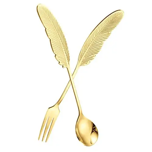 Produktbild: jojofuny 2 Stücke Löffel Obstgabel Metall Besteck Edelstahl Besteck Set Edelstahl Löffel Mini Supoon Espresso Löffel Mini Löffel Edelstahl Utensilien Kleiner Löffel
