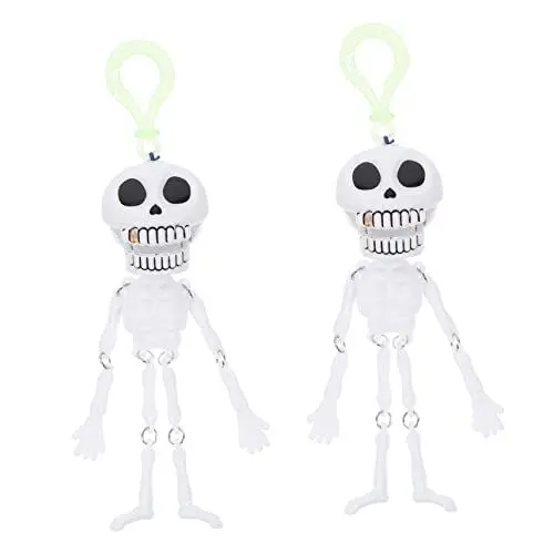 Produktbild: jojofuny 2st Schädel Spielzeug Halloween-Skelett Gefälschtes Spielzeug Skelettstütze Schlüsselhalter Schlüsselringe Schlüsselanhänger Halloween-Spielzeug Gruseliges Spielzeug Mini Ornament