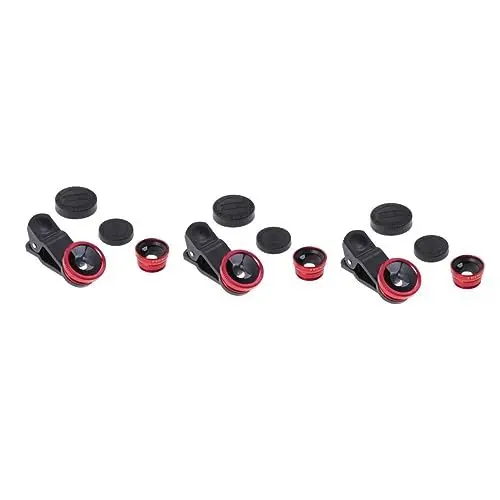 Produktbild: jojofuny 3 Stücke Fisheye Weitwinkel Makro Telefon Kamera Objektiv Aluminium Legierung Konstruktion Öl-6/7/8/x