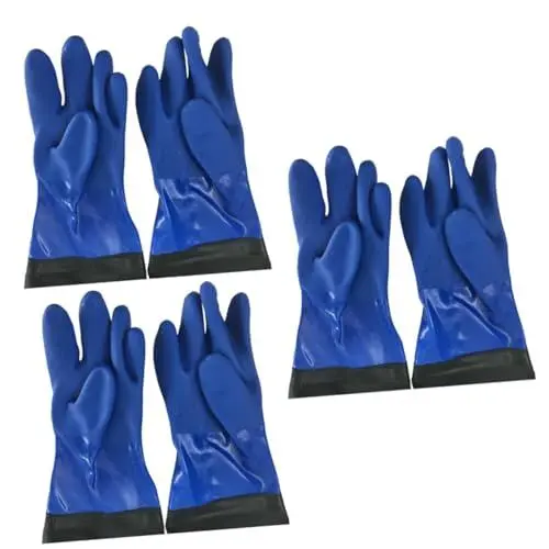 Produktbild: jojofuny 3 Paare Sicherheitshandschuhe Herrenhandschuhe Schwerstarbeit Latex Handschuhe Industriell Handschuhe Aus Synthetischem Vinyl Kochhandschuhe Hitzebeständig Neopren Rutschfest Gummi