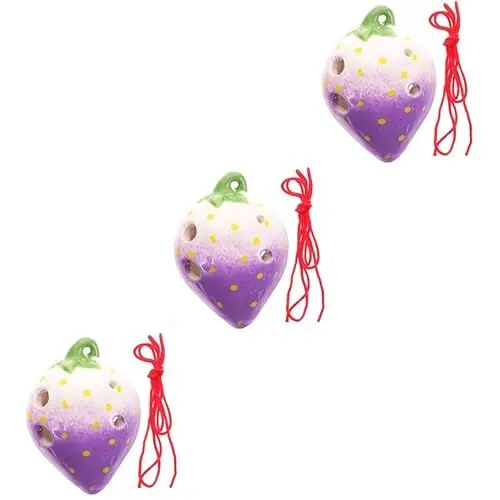 Produktbild: jojofuny 3 Sätze Frucht-okarina Kleine Okarina Alt-okarina Okarinas Okarina Aus Ton 6-loch Tenor-okarina Traditionelle Okarina 6-loch-okarina Theremin Violett Keramik Noten Halskette Kind