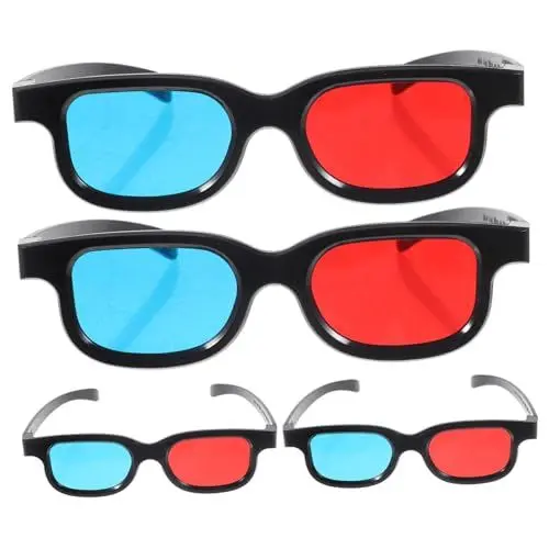 Produktbild: jojofuny 4 Stück 3D-Brille TV-Projektorbrille 3D-Sichtbrille 3D-Movies-Spiele-Brillen 3D-VR-Brille Gläser 3D-Filmbrille Brillengestell für 3D-Filme Fernsehen Beamer Brillengestelle Plastik
