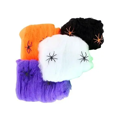 Produktbild: jojofuny 4 Stück Halloween-dekore Spukhaus Nekropole Requisiten Halloween-spinnennetz Baumwollspinnennetz Und Spinnen Halloween-dekorationen Halloween-spinnenweben Kleidung Bilden