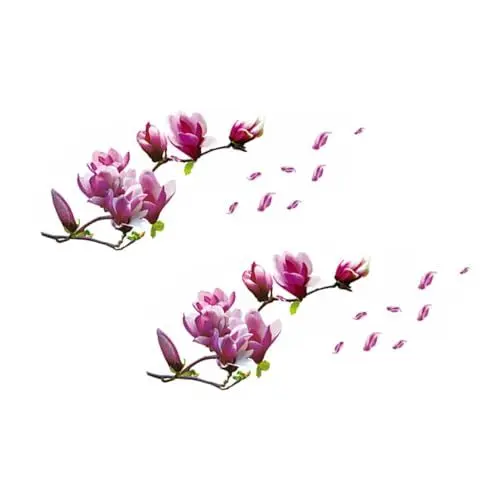Produktbild: jojofuny 4 Stück Magnolien-Blumen-Wandaufkleber wandsticker schlafzimmer wandtattoos für schlafzimmer abnehmbare Wandaufkleber Blumenaufkleber frisches Wandtattoo zimmer wandtattoo drinnen