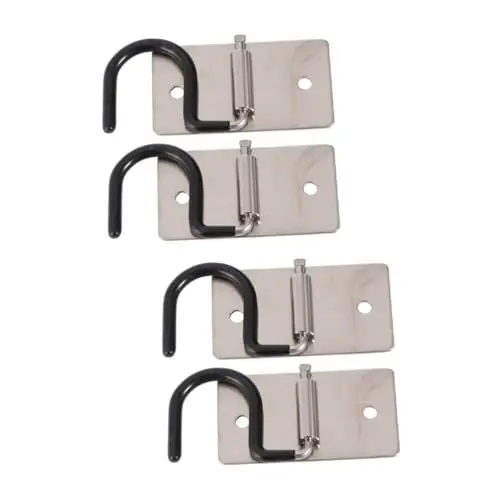 Produktbild: jojofuny 4 Stück Mop-Clip platzsparend Reinigungsmopps Erdungsklemme Schwarze Farbe edelstahlhaken storage shelves wischmop Wischhaken wandhalterung mop haken sauber anschließen Mopphalter