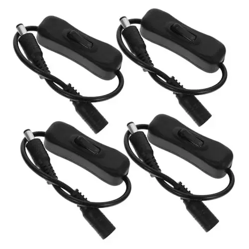 Produktbild: jojofuny 4 Stück Netzschalterkabel Inline-schalterkabel Inline-schalter Für Werbelicht Schnurschalter Für Led-streifenlicht Led-streifenlichtsteuerung Lichtbandschalter Kupfer Black
