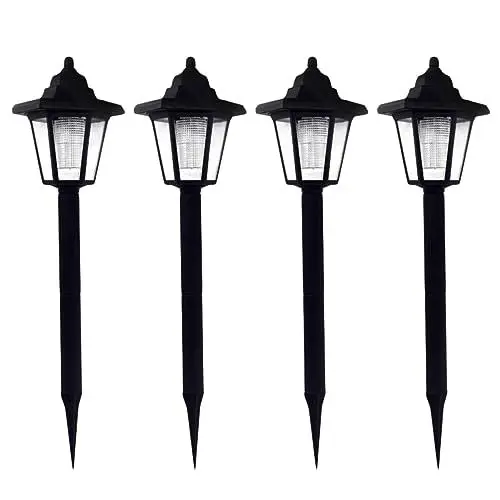 Produktbild: jojofuny 4 Stück led ligts led-light balkonleuchte hoflampe hex light white light Solar powered lights auf den Boden fallen Rasenlampe Sicherheitslampe Landschaftslichter Sonnenlicht