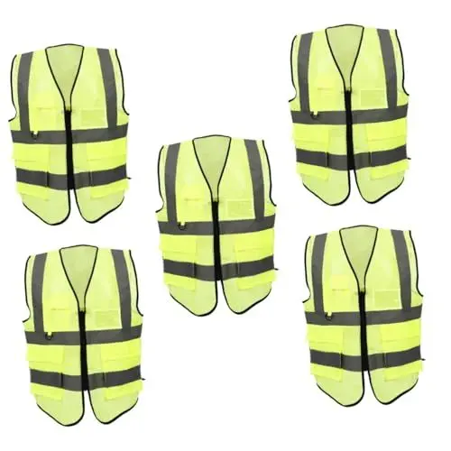 Produktbild: jojofuny 5St reflektierende Sicherheitsweste Arbeitskleidung arbeitsjacke Sicherheitsweste für den Bau Vermessungsweste Arbeitsweste Overalls für Männer Weste für Freiwillige helle Weste