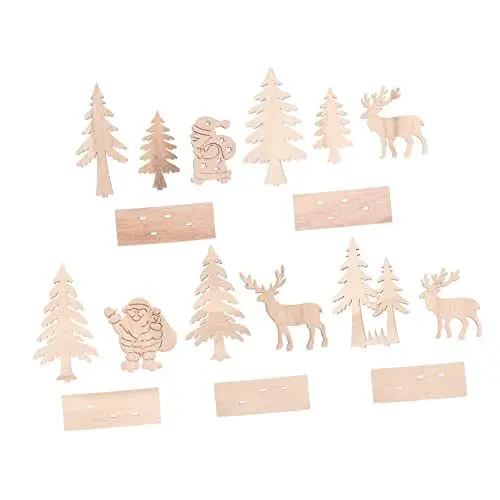 Produktbild: jojofuny 5 Stück Teiliges Weihnachts Holzdeko für Familie Tischdekorationen und Partybedarf Verschiedenen Weihnachtsformen für Festliche Anlässe