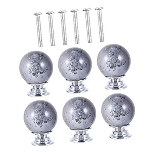 Produktbild: jojofuny 6St Schubladengriffe aus Kristall Schrankknöpfe Küchenmöbel zieht hängend Kommode Küchenschränke Türgriffe Knöpfe für Schubladenschränke Aluminiumlegierung handhaben Glas Knopf