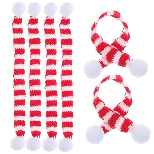 Produktbild: jojofuny 6st Mini-weihnachtsschal Mini-weihnachtsmann-schals Mini-weihnachtsmützen Mini-hüte Minihüte Weihnachts-weinflaschenhülle Kleine Weihnachtsornamente, Minikugeln Garn Stoff Figur