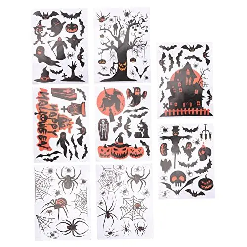 Produktbild: jojofuny 8 Blätter Halloween-wandaufkleber Halloween-heimdekorationen Kürbis-wandaufkleber für Jungen und Mädchen Dekorative Wandaufkleber für Den Außenbereich