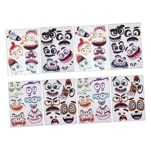 Produktbild: jojofuny 8 Stück Kürbis Lustiger Ausdruck Basteln DIY Kürbisaufkleber Kürbis Bastelaufkleber Kürbisgesichtsaufkleber Kürbisausdruck Aufkleber Halloween Partygeschenke Fenster Vinyl
