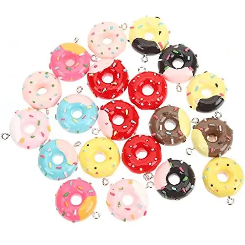 Produktbild: jojofuny Charms Donut 20 Harz-Donut-Charms -Donuts Flache Rückseite Dessertgebäck Spielzeug Für Handyhüllen Kinderpuppenhaus Geschenke Schlüsselanhänger Kinder