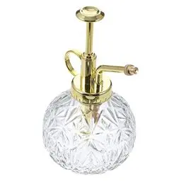 Produktbild: jojofuny Kleine Glas Gießkanne Blumen Sprühflasche Golden Blumensprüher Top Pumpe Pflanzensprüher Handsprüher Wassersprühflasche für Zimmerpflanzen Pflanzen Garten Bewässerung