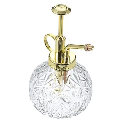 Produktbild: jojofuny Kleine Glas Gießkanne Blumen Sprühflasche Golden Blumensprüher Top Pumpe Pflanzensprüher Handsprüher Wassersprühflasche für Zimmerpflanzen Pflanzen Garten Bewässerung