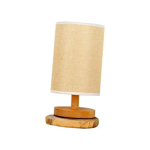 Produktbild: jojofuny Holzsockel Nachttischlampe Nachttischlampen für Schlafzimmer Leinenschirm Retro Tischlampe für Home Office