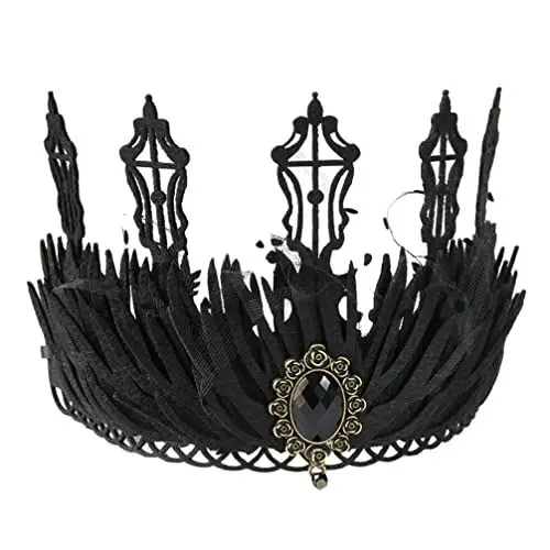 Produktbild: jojofuny Make-up-Stirnbänder Damenparty Kronen Schleier Schwarzer Spitze Masquerade Stirnband Gothic Punk Cosplay Requisis Accessoires Make-up-Stirnband
