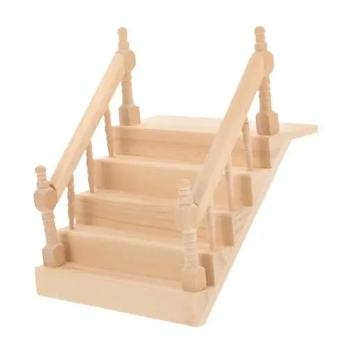 Produktbild: jojofuny Miniatur-Puppenhaus-Treppe Miniatur-Treppe Modell Puppenhaus-Möbel Treppe 1/12 DIY-Treppenzubehör Holztreppe Für Feengarten Puppenhaus-Szene Puppenhaus-Dekoration