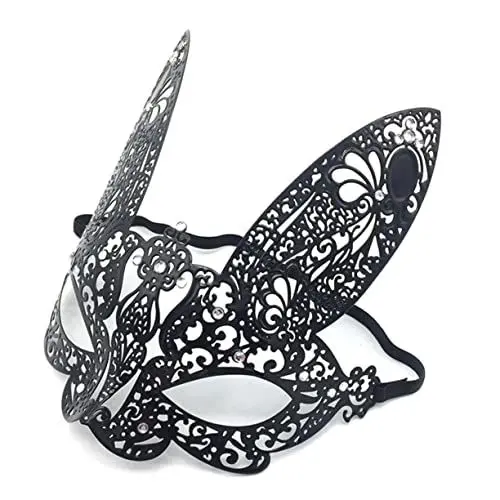 Produktbild: jojofuny Halloween Hase Maske Metall Rhinestone Mask Halloween-masken Für Erwachsene Maskenball Masken Venezianische Maskerade Maske Metall Eisen Hase Half Face Mask