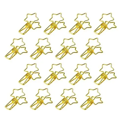 Produktbild: jojofuny Tischständer 16Pcs Stern Binder Clips Metall Empfang Clips Draht Utility Clips Dokumente Kleidung Pins Seite Schellen für Dateien Dokumente Ticket Büro Schule Zu Hause Liefert