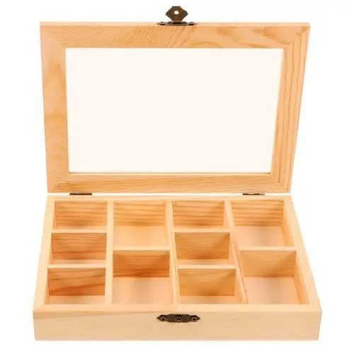Produktbild: jojofuny Schmuck-geschenkbox Unvollendete Holzkiste Mit Durchsichtigem Deckel Kreative Kleine Holz-schmuckschatulle Für Heimwerker Hobbys Schmuckschatulle Und Aufbewahrung Zu Hause