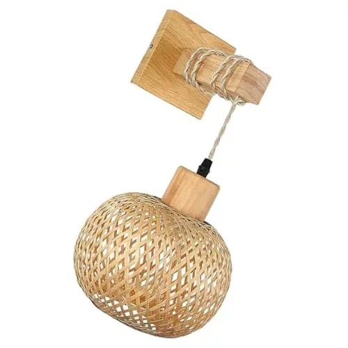 Produktbild: jojofuny Wandleuchten hölzerne Laterne Rattan-Lampe Leuchte aus Bambus wandleuchte badezimmer leuchte Badezimmerleuchte im Landhausstil Japanischer Stil Lampen Schrank Wandlampe Flurlampe