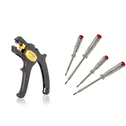 Produktbild: JOKARI 20050 Abisolierzange Super 4 plus, Schwarz, 1 Stück & H+H Werkzeug 45200 45500 VDE Standardprüfer, Spannungsprüfer