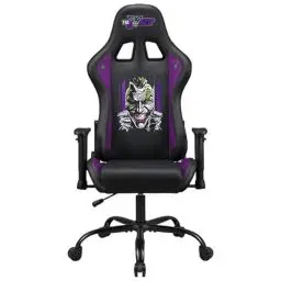 Produktbild: Joker - Gaming Stuhl oder Bürostuhl, Gamer Sessel für Erwachsene, bequeme Sitzfläche, integrierte Kopfstütze, Armlehnen und Höhe verstellbar, ergonomische Rückenlehne - Schwarz.