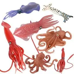 Produktbild: JOKFEICE Tierfiguren 7 Stück Realistische Kunststoff Octopus Familie Action Modell, Lernen Pädagogisches Spielzeug, Geburtstag Geschenk, Kuchen Topper für Kinder